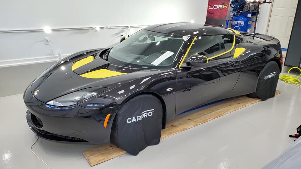 Lotus during ceramic coating installation in Raleigh NC